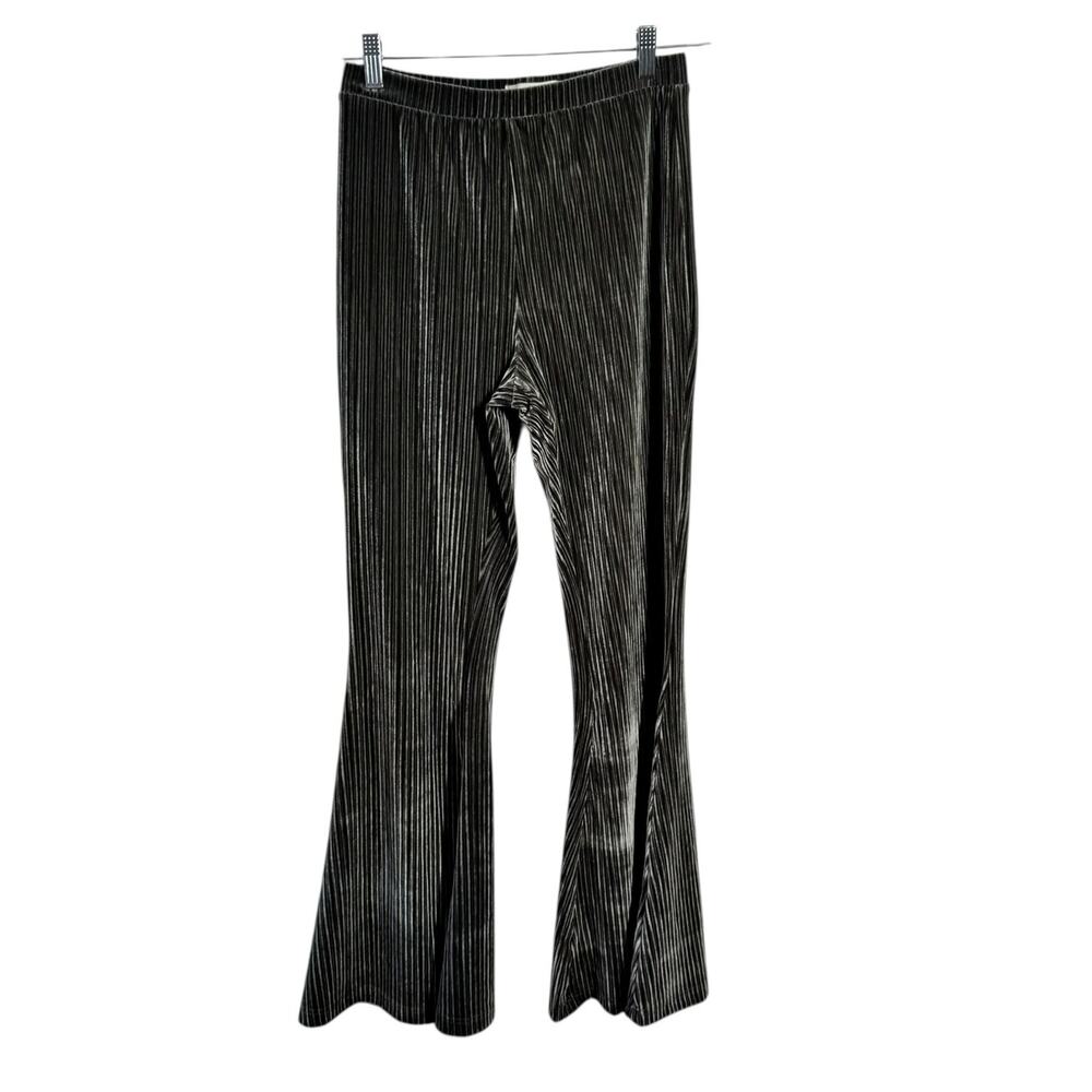 Natural Life Boho Chic Flare Pant Woman S‎ Gray Ribbed Velour Casual Comfort